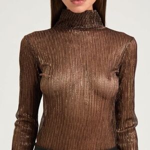 Metallic Bronze Mock Neck